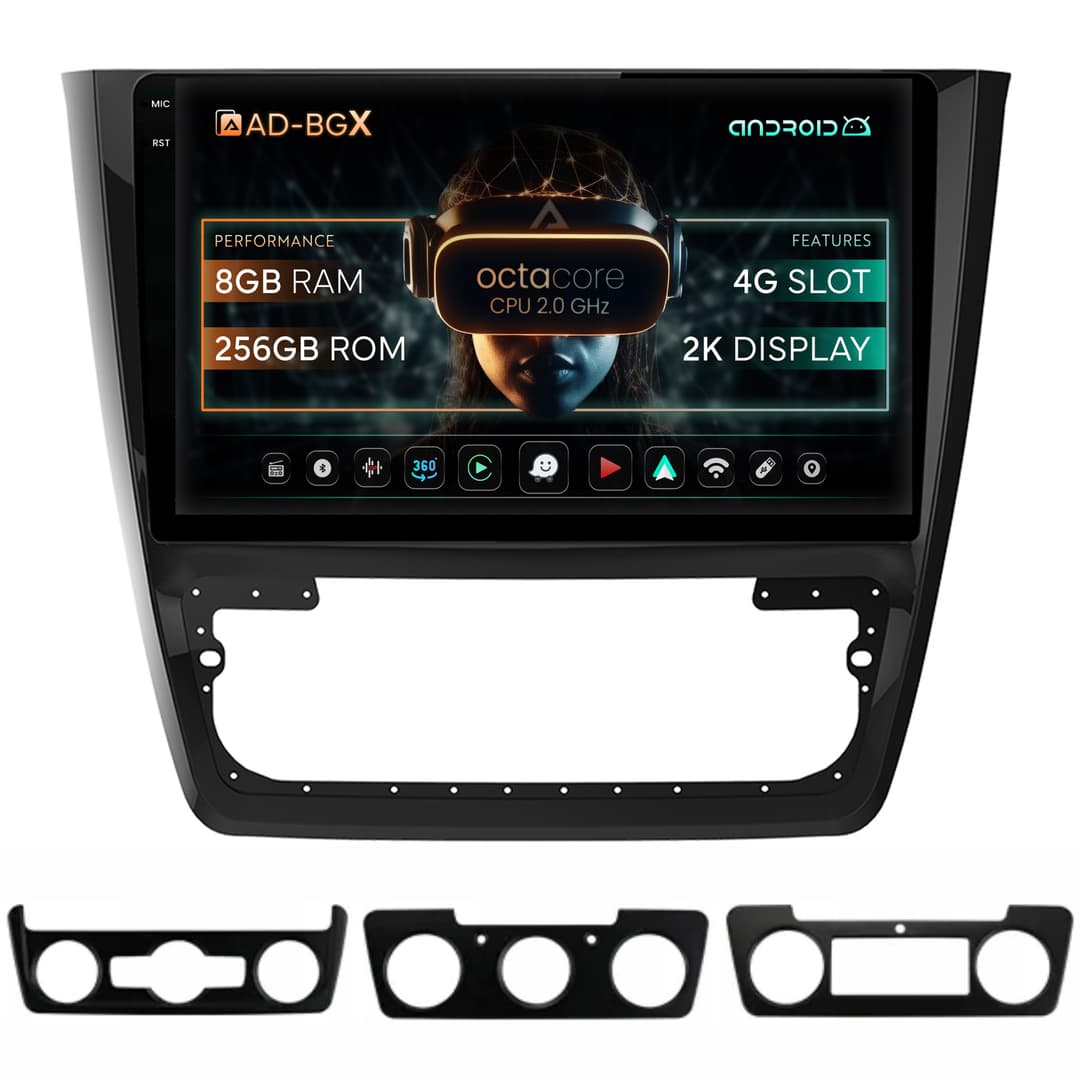 Navigatie Skoda Yeti, Android, X-Octacore 8GB RAM + 256GB ROM, 10.36 Inch - AD-BGX10008+AD-BGRKIT040