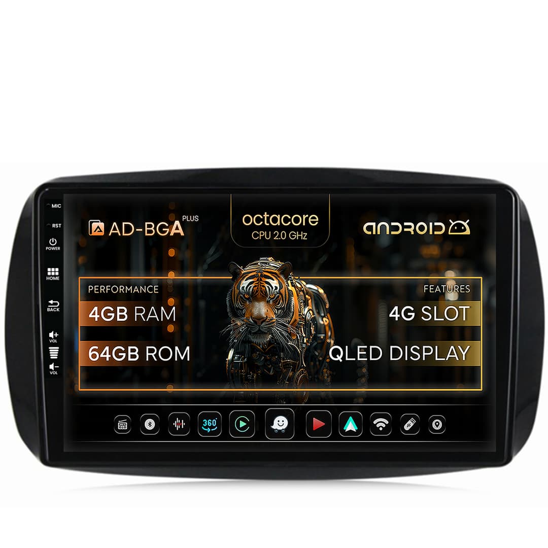 Navigatie Smart For Two (2016-Prezent), Android, A-Octacore 4GB RAM + 64GB ROM, 9 Inch - AD-BGA9004+AD-BGRKIT412