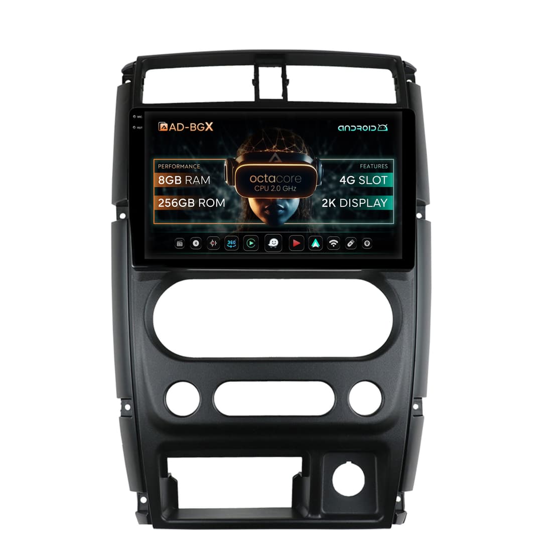 Navigatie Suzuki Jimny (2005+), Android, X-Octacore 8GB RAM + 256GB ROM, 9.5 Inch - AD-BGX9008+AD-BGRKIT315