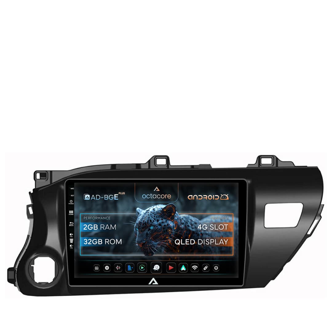 Navigatie Toyota Hilux (2015+), Android, E-Octacore 2GB RAM + 32GB ROM, 10.1 Inch - AD-BGE10002+AD-BGRKIT086