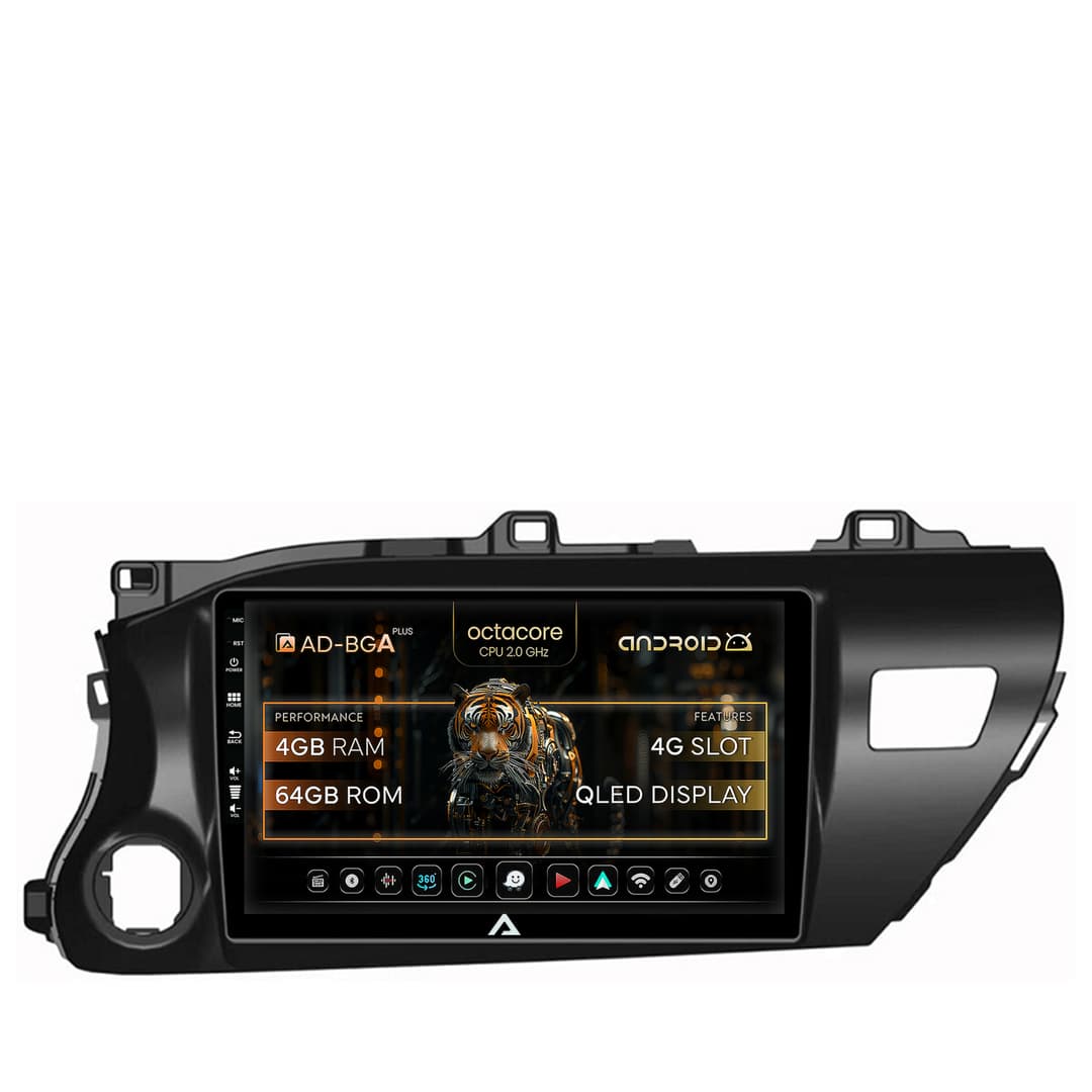 Navigatie Toyota Hilux (2015+), Android, A-Octacore 4GB RAM + 64GB ROM, 10.1 Inch - AD-BGA10004+AD-BGRKIT086