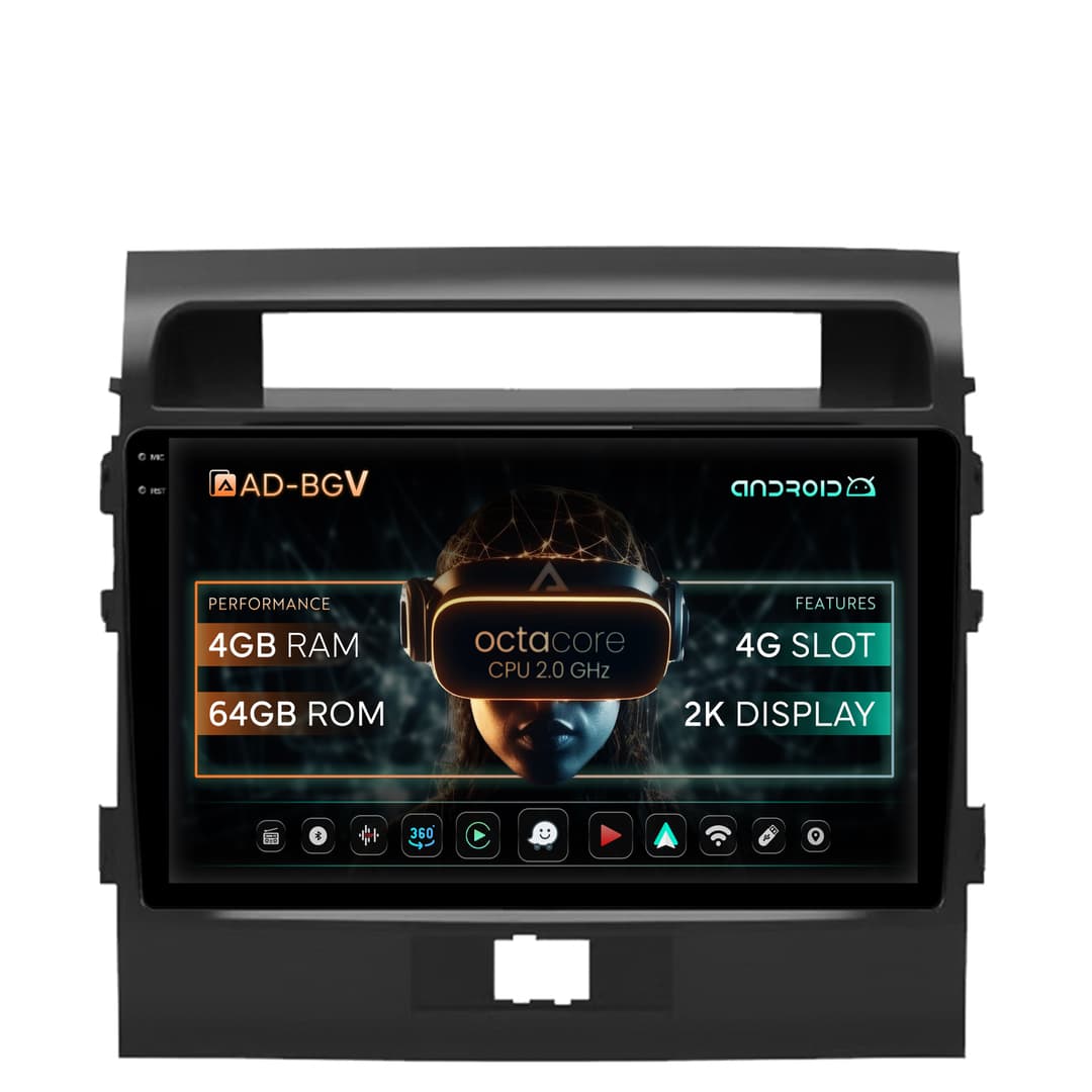 Navigatie Toyota Land Cruiser 200 (2007-2015), Android, V-Octacore 4GB RAM + 64GB ROM, 9.5 Inch - AD-BGV9004+AD-BGRKIT075