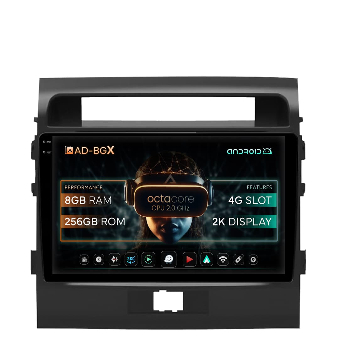 Navigatie Toyota Land Cruiser 200 (2007-2015), Android, X-Octacore 8GB RAM + 256GB ROM, 9.5 Inch - AD-BGX9008+AD-BGRKIT075