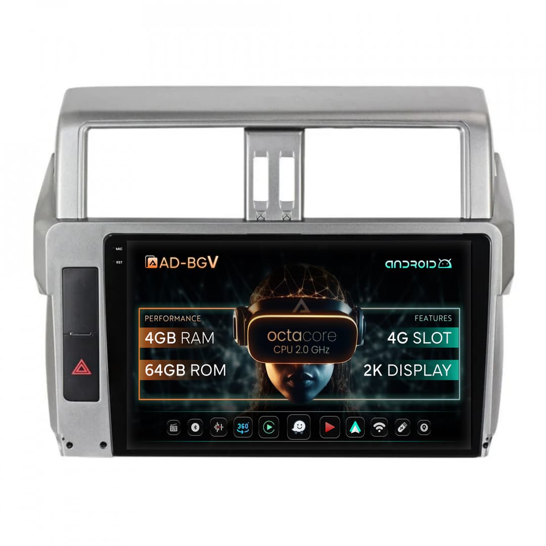 Navigatie Toyota Land Cruiser Prado J150 (2013-2017), Android, V-Octacore 4GB RAM + 64GB ROM, 9.5 Inch - AD-BGV9004+AD-BGRKIT061