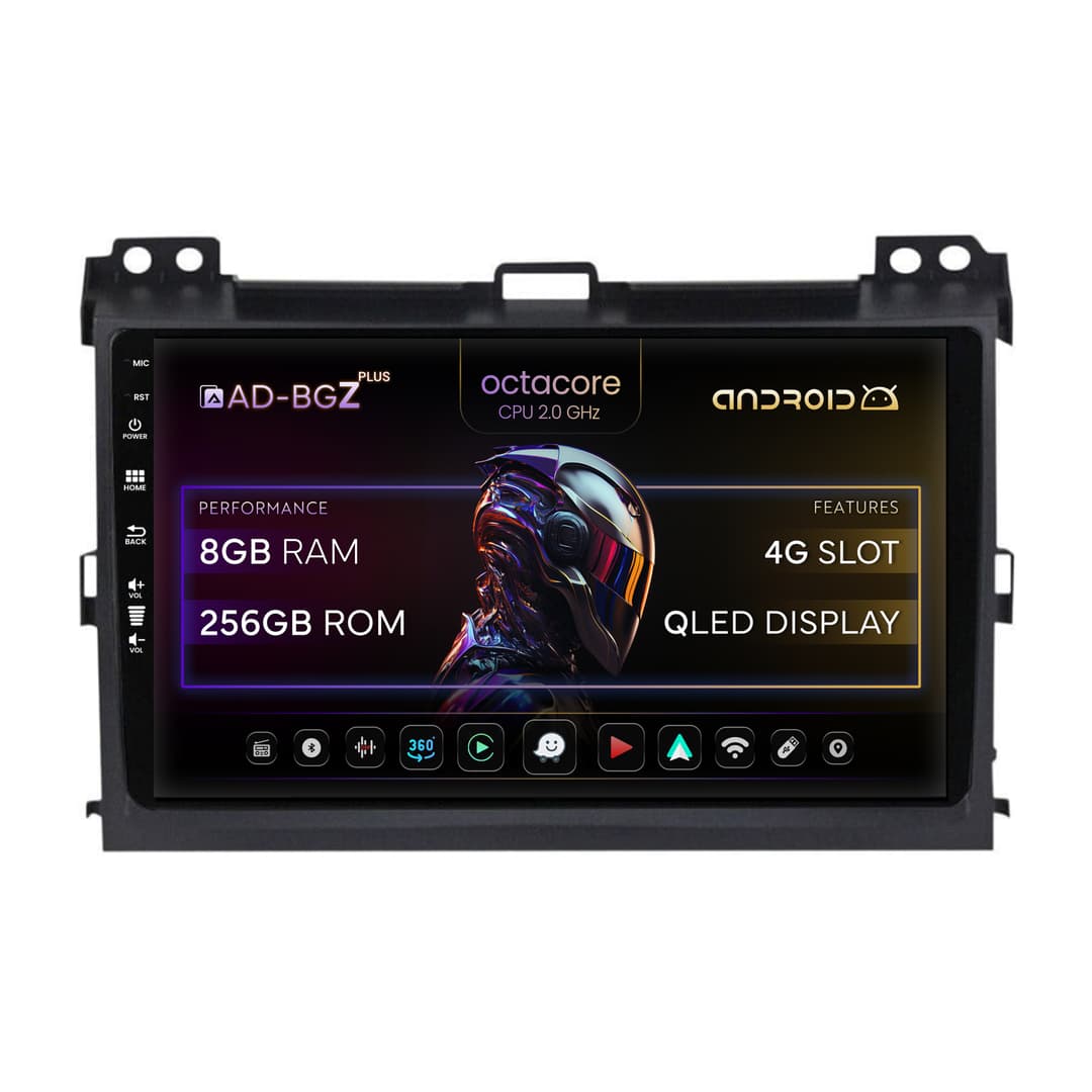 Navigatie Toyota Prado J120 (2002-2010), Android, Z-Octacore 8GB RAM + 256GB ROM, 9 Inch - AD-BGZ9008+AD-BGRKIT083