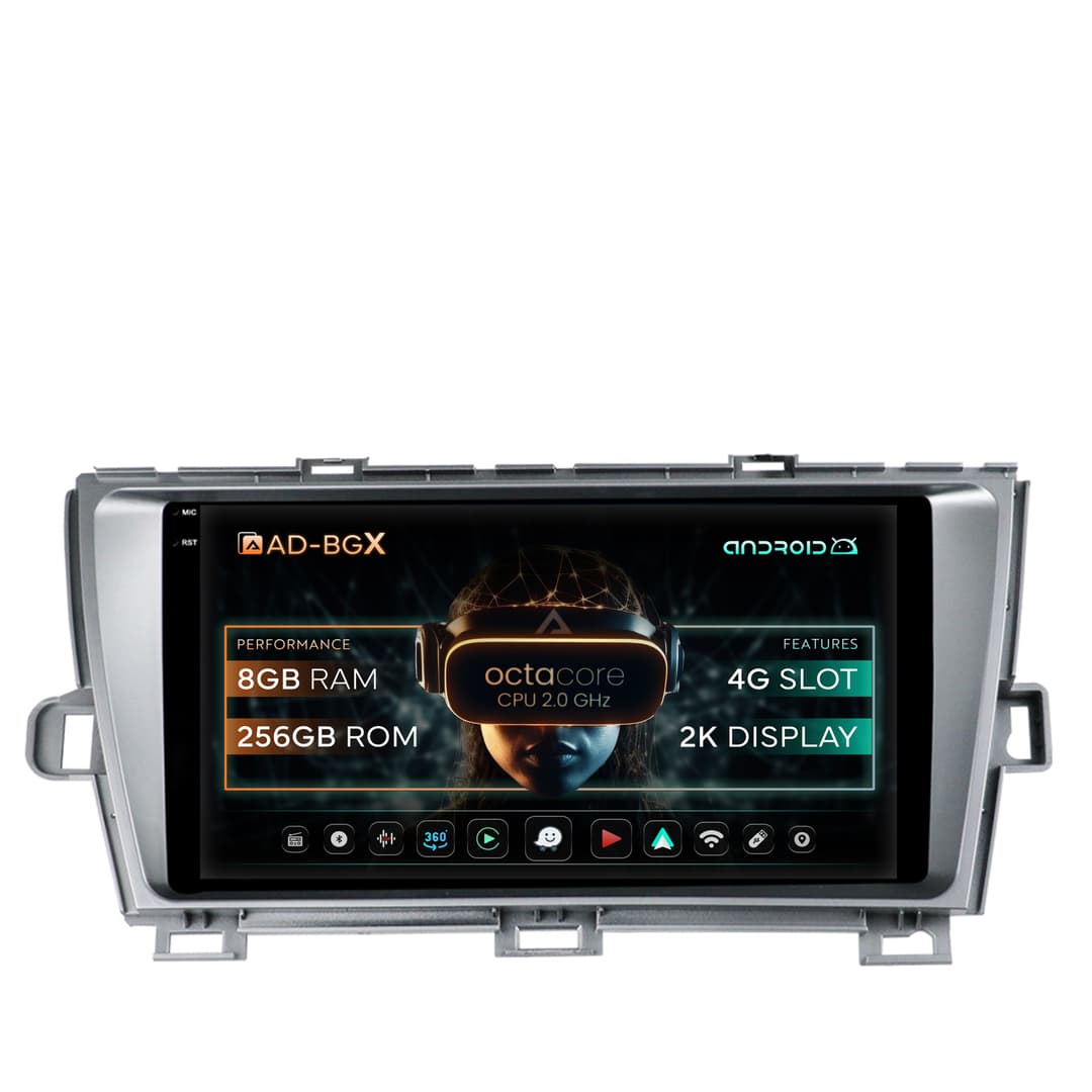 Navigatie Toyota Prius (2009-2014), Android, X-Octacore 8GB RAM + 256GB ROM, 9.5 Inch - AD-BGX9008+AD-BGRKIT089-S
