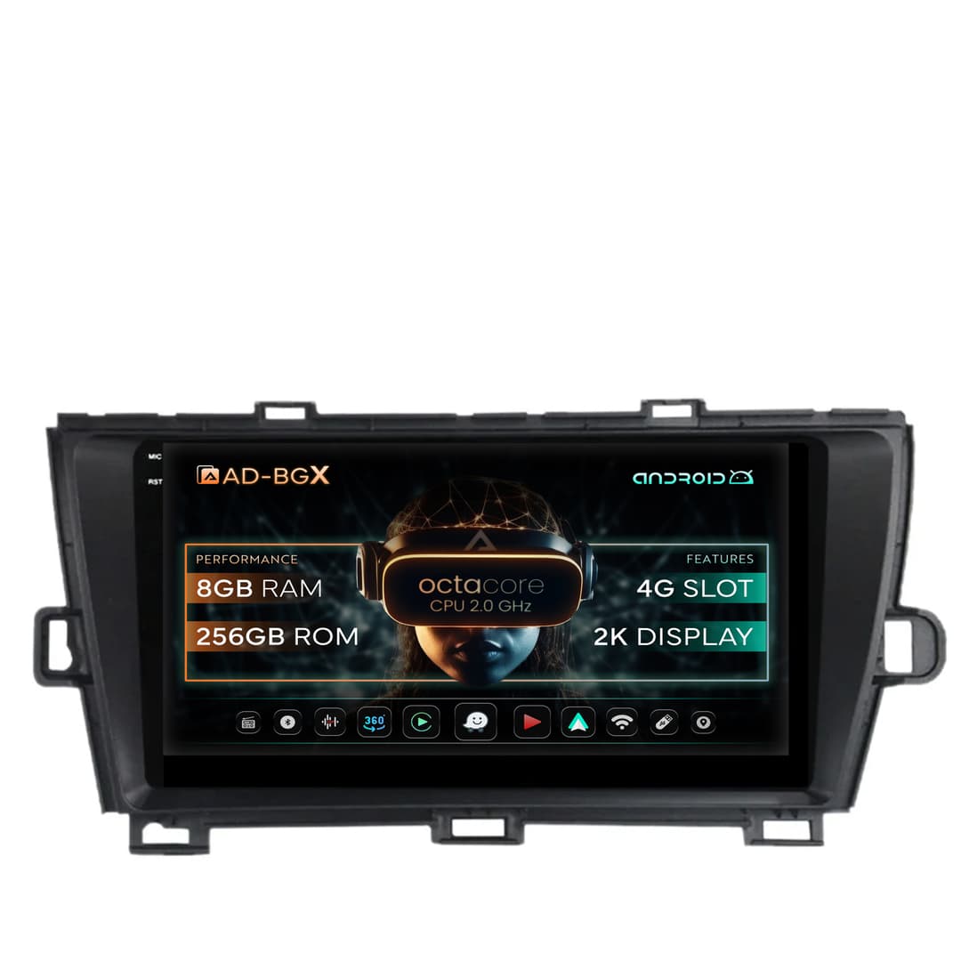 Navigatie Toyota Prius (2009-2014), Android, X-Octacore 8GB RAM + 256GB ROM, 9.5 Inch - AD-BGX9008+AD-BGRKIT089-B