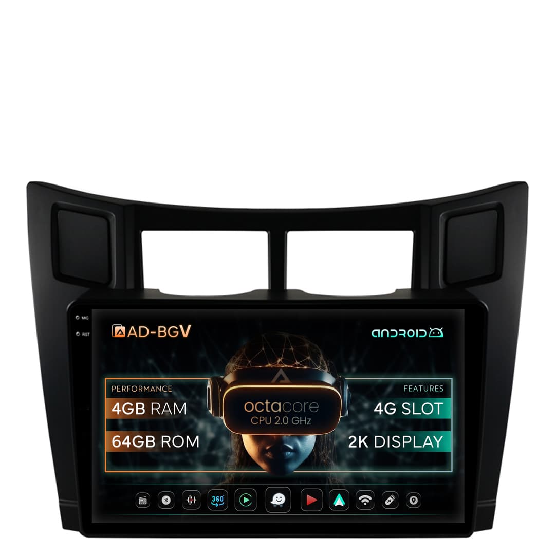 Navigatie Toyota Yaris (2005-2012), Android, V-Octacore 4GB RAM + 64GB ROM, 9.5 Inch - AD-BGV9004+AD-BGRKIT103
