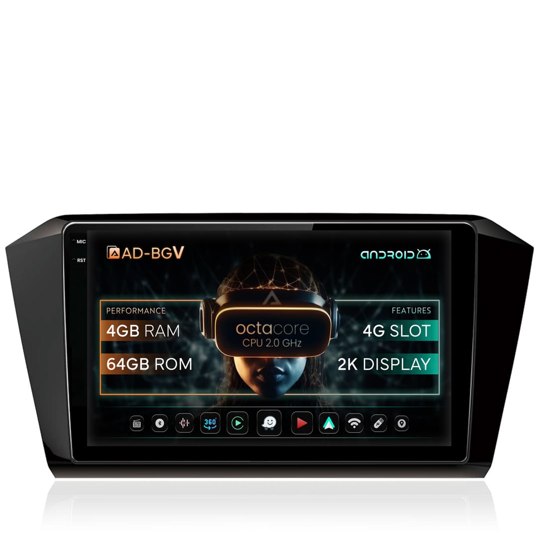 Navigatie Volkswagen Passat B8, Android, V-Octacore 4GB RAM + 64GB ROM, 10.36 Inch - AD-BGV10004+AD-BGRKIT037