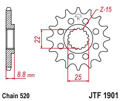 EMGO - Pinion (fata) JTF1901, 14 dinti - KTM EXC125 200 360 SX360 450F