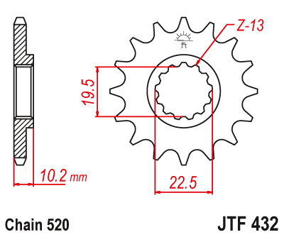 EMGO - Pinion (fata) JTF432, 12 dinti - DR350S RM250 - 04