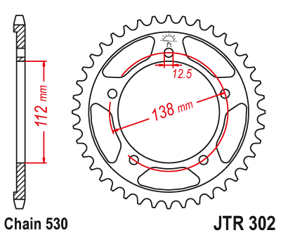 JT - Foaie (spate) JTR302, 44 dinti - CBR 1100XX 97-