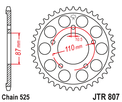 JT - Foaie (spate) JTR807, 44 dinti - SV650S 99