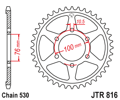 JT - Foaie (spate) JTR816, 47 dinti - Sonderz ñhnezahl Kette530