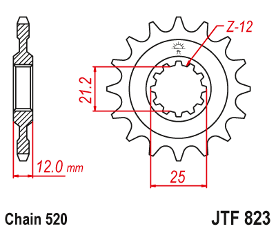 JT - Pinion (fata) JTF823, 13 dinti - Husqvarna - 89 Husaberg