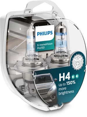 Set 2 Becuri Far H4 60 55W 12V X-Treme Vision Pro150 Philips