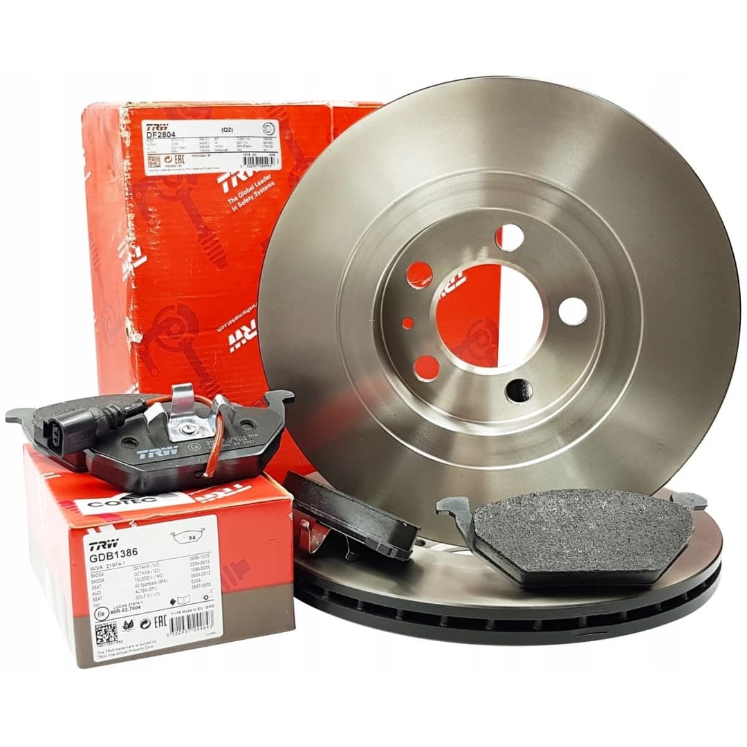 Set 2 Buc Discuri Frana Fata + Set Placute Frana Fata Trw Volkswagen New Beetle 1998-2010 2 Buc DF2804 + GDB1386