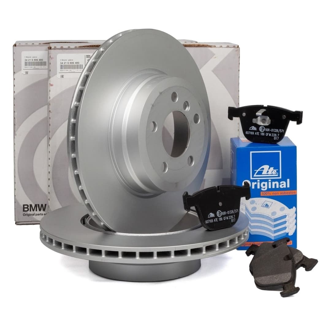 Set 2 Buc Discuri Frana Spate Oe + Set Placute Frana Spate Ate Bmw X5 E70 2006-2013 34216886480+13.0460-7169.2