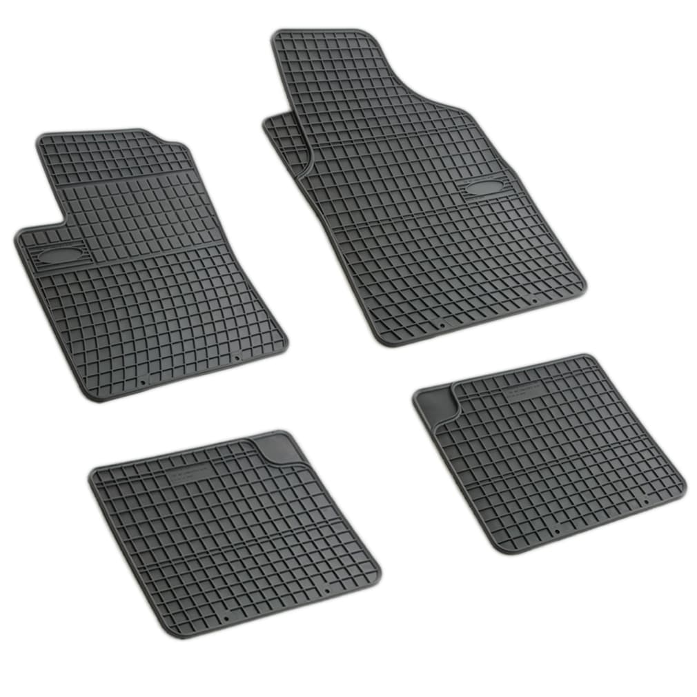Set covorase auto din cauciuc Ford Ka 2 2008-2016 Fiat 500 500C 2007- Panda 2 3 2003-2012, presuri FROGUM, negre, 4 buc.