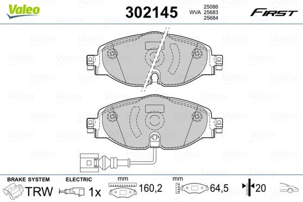 Set placute frana fata Valeo 302145 Audi, VW, Skoda, Seat