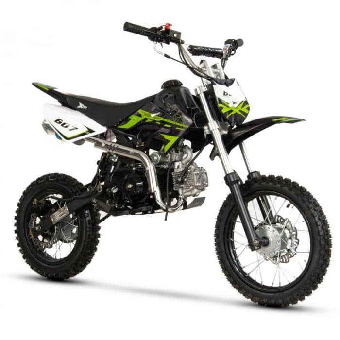 Motocicleta Cross Enduro copii 4T XTR 607M, 125cc, roti 14 12, pornire electromotor, transmisie automata, culoare negru verde