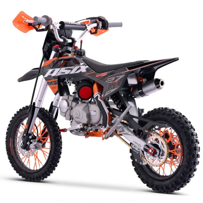 Motocicleta Enduro Cross Asix XB27 A2, 125cc, 4T, roti 14 12 , far, pornire electromotor, culoare negru portocaliu