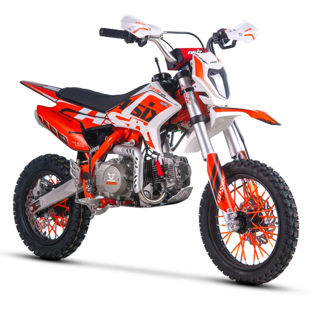 Motocicleta Enduro Cross Asix XB28 125cc, 4T, roti 14 12 , cu far, pornire electromotor, culoare portocaliu gri