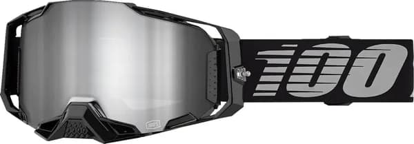 Ochelari cross atv 100% Armega, lentila oglinda argintie, culoare rama negru