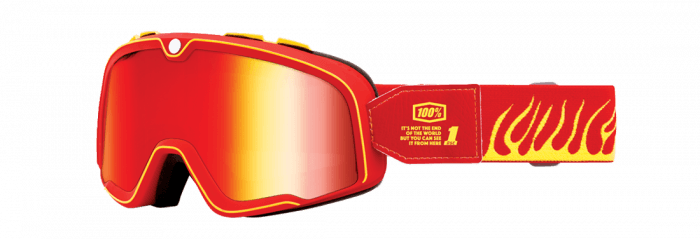 Ochelari cross atv 100% Barstow DHT Spry, lentila oglinda, culoare rama rosu galben