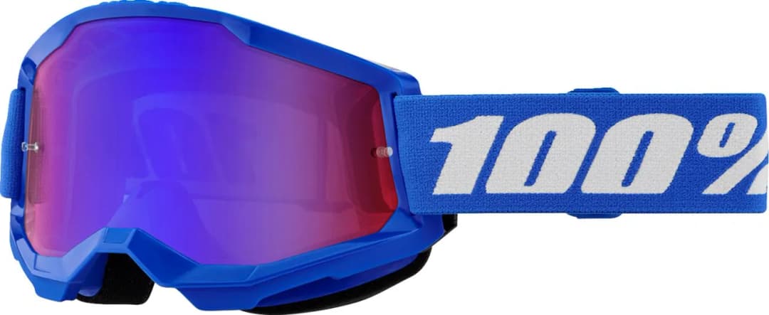 Ochelari cross atv 100% Strata 2, lentila oglinda rosie albastra, culoare rama albastru