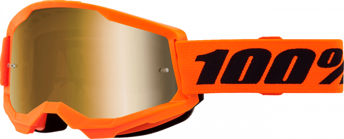 Ochelari cross atv 100% Strata 2 Neon Org, lentila oglinda, culoare rama portocaliu neon