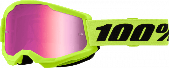 Ochelari cross atv 100% Strata 2 Neon Yel, lentila oglinda, culoare rama galben neon
