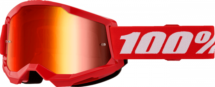 Ochelari cross atv 100% Strata 2 Red, lentila oglinda, culoare rama rosu