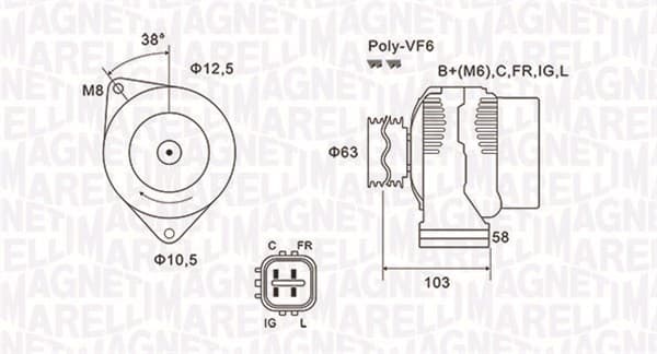 Alternator (12V, 70A) HONDA CIVIC VII, CIVIC VIII, FR-V 1.4-1.8 dupa 2000