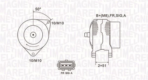 Alternator (14V, 120A) FORD C-MAX, FOCUS C-MAX, FOCUS II 1.8D intre 2004-2012