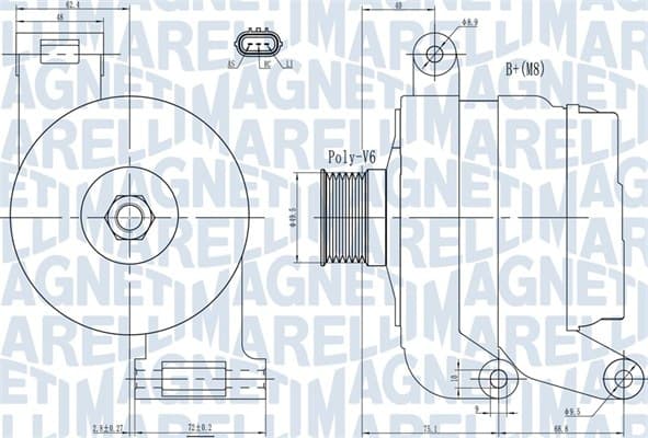 Alternator (14V, 120A) potrivit FORD C-MAX, FOCUS C-MAX, FOCUS II 1.8-2.0LPG 10.03-09.12