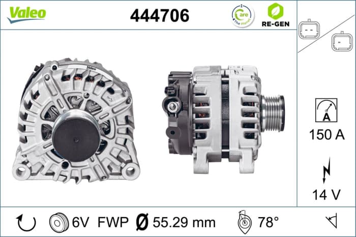 Alternator (14V, 150A, reconditionat) potrivit DS DS 3; CITROEN BERLINGO, BERLINGO MULTISPACE, BERLINGO MINIVAN, C3 II, C3 II HATCHBACK, C3 PICASSO, C4 AIRCROSS 1.4D 1.6D 2.0D 05.04-