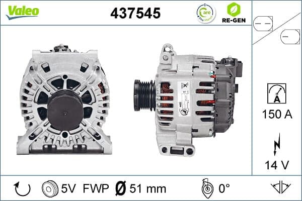 Alternator (14V, 150A, reconditionat) potrivit MERCEDES A (W169), B SPORTS TOURER (W245), C (W204) 2.0D 2.1D 09.04-06.12