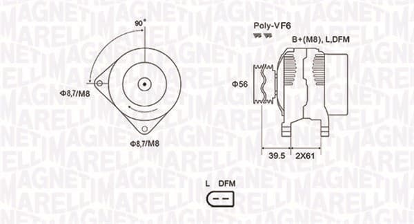 Alternator (14V, 180A) AUDI A3; SEAT EXEO, EXEO ST; SKODA SUPERB II; VW CADDY III, CADDY IV, CC, CRAFTER 30-35, CRAFTER 30-50, PASSAT, PASSAT ALLTRACK 1.6D-3.2 dupa 2005