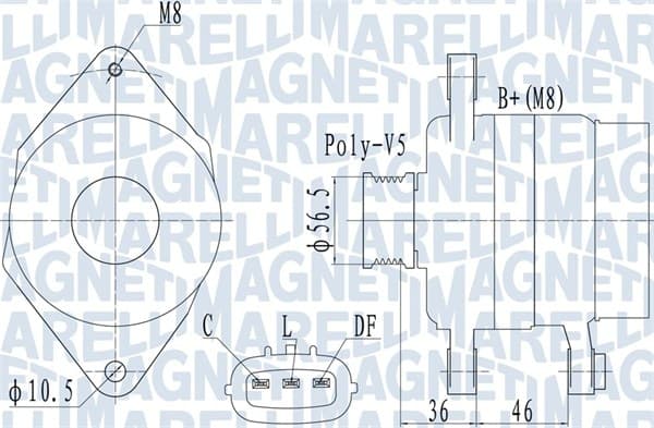 Alternator (14V, 70A) potrivit HYUNDAI I10 I, I20 I 1.2 1.2LPG 09.08-12.15