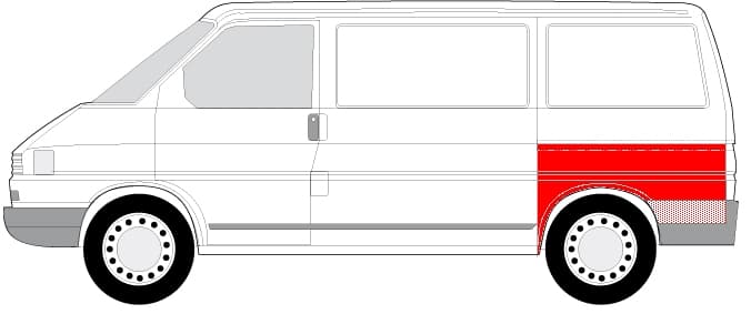 Aripa spate stanga 1 2 inaltime, model scurt VW TRANSPORTER IV intre 1990-2003