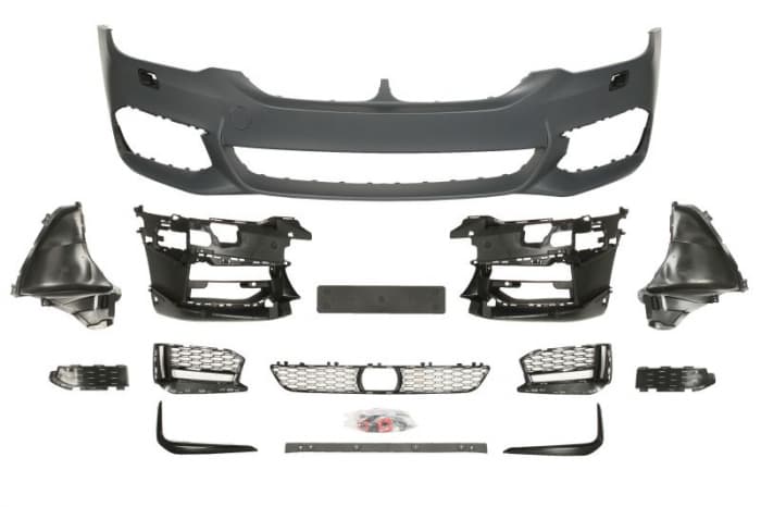 Bara fata cu gaura pentru radar, model pachet M, cu grile, cu locas proiector cu locas spalator de faruri, grunduit potrivit BMW Seria 5 G30, F90, 5 G31 2017-2020