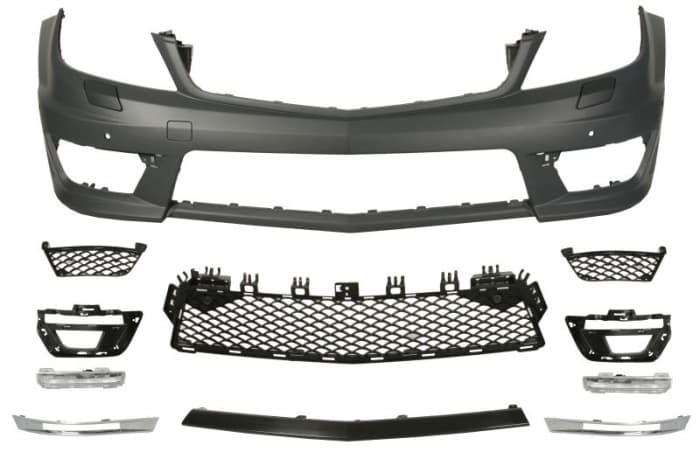 Bara (Fata, cu lumini LED de zi, AMG, cu grilaje, cu orificii pentru spalator de faruri, cu orificii senzori parcare, grunduit) potrivit MERCEDES C (C204) 03.11-12.13