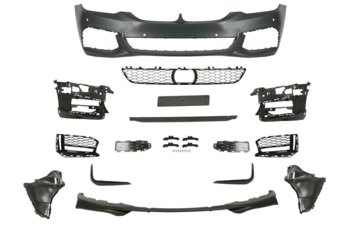Bara Fata, cu montare radar, M PERFORMANCE, cu grilaje, cu orificii proiector ceata, numar orificii senzori parcare: 6, grund potrivit BMW 5 G30 02.17-