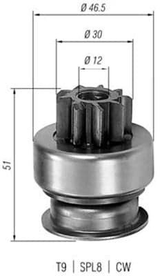 Bendix electromotor FORD ECONOVAN; HYUNDAI ACCENT, ACCENT I, ACCENT II, COUPE, ELANTRA, GETZ, LANTRA I, LANTRA II, PONY, PONY EXCEL, S, SANTA FE I, SANTAMO; KIA CARENS II, RIO 1.1-2.6 dupa 1970