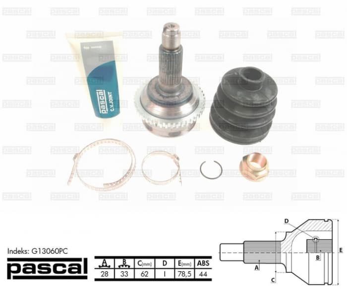 Cap planetara spre roata (28z 33z 62mm; ABS:44) MAZDA 6 1.8-2.3 intre 2002-2008
