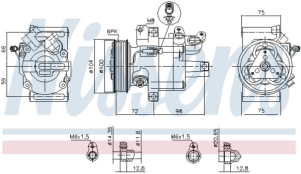 Compresor climatizare aer conditionat potrivit CITROEN C1; PEUGEOT 107; TOYOTA AYGO 1.0 06.05-09.14