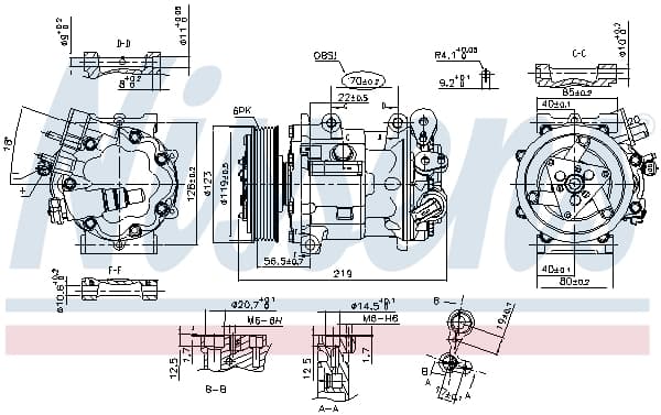 Compresor climatizare aer conditionat potrivit CITROEN C5, C5 II, C5 III, C6; PEUGEOT 407, 508, 508 I, 607; RENAULT LATITUDE 1.5D-3.0D 05.04-