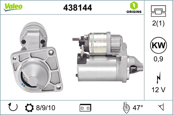 Electromotor (12V, 0,9kW) potrivit ABARTH 500 595 695, 500C 595C 695C; ALFA ROMEO GIULIETTA, MITO; FIAT 124 SPIDER, 500, 500 C, 500L, 500X, DOBLO, DOBLO CARGO 0.9-1.4LPG 02.02-