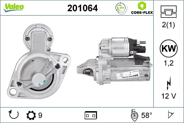 Electromotor (12V, 1,2kW) potrivit BMW 1 (E81), 1 (E82), 1 (E87), 1 (E88), 1 (F20), 1 (F21), 3 (E90), 3 (E91), 3 (E92), 3 (E93), 3 (F30, F80), 3 (F31), 3 GRAN TURISMO (F34) 1.6-3.0H 09.03-07.19